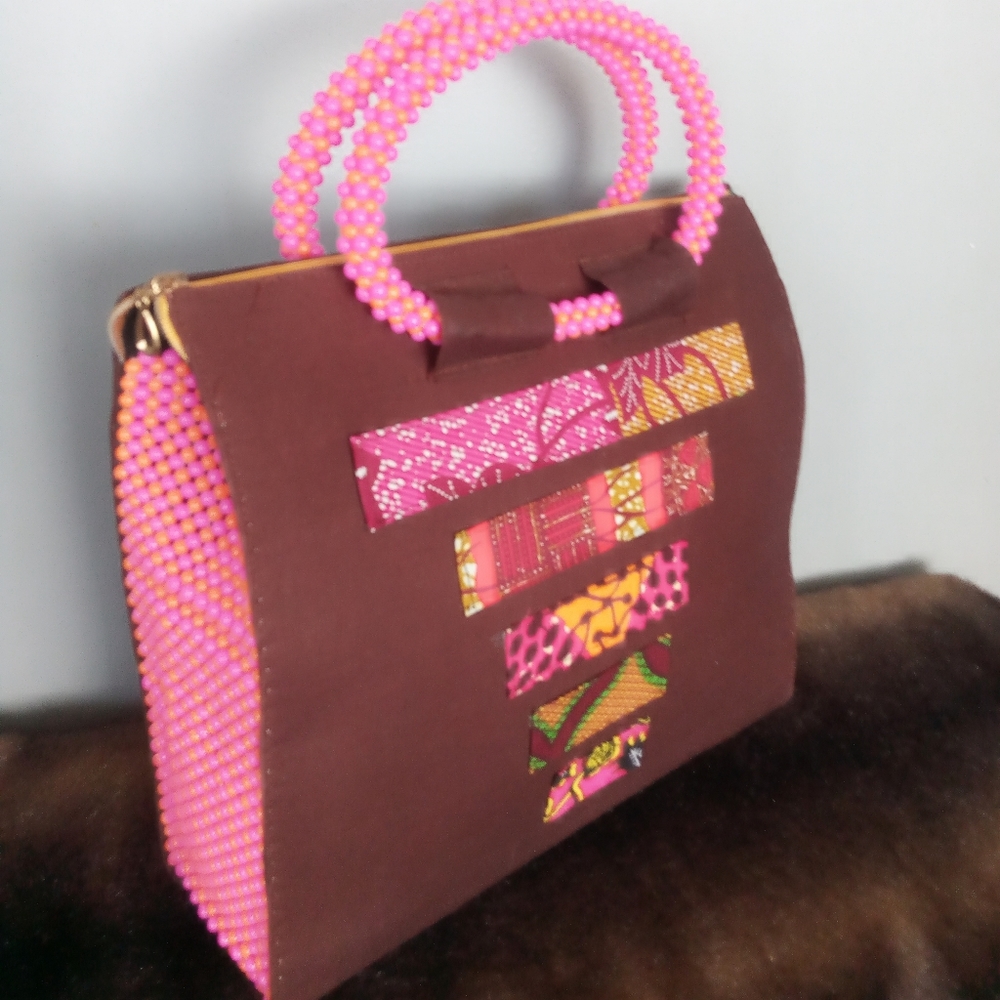 Beaded Ankara African Handbag